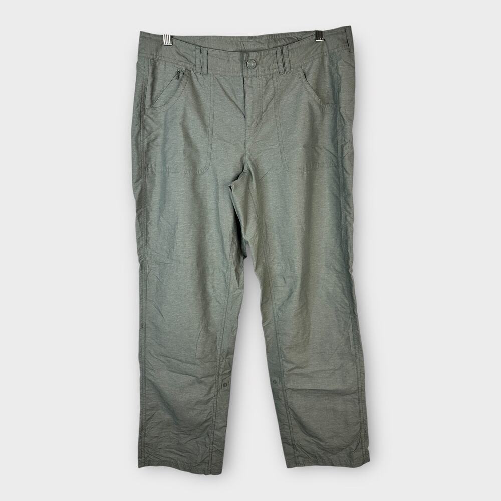 The North Face Womens size 12 Convertible Pants Khaki Nylon Roll Up Hiking Gray